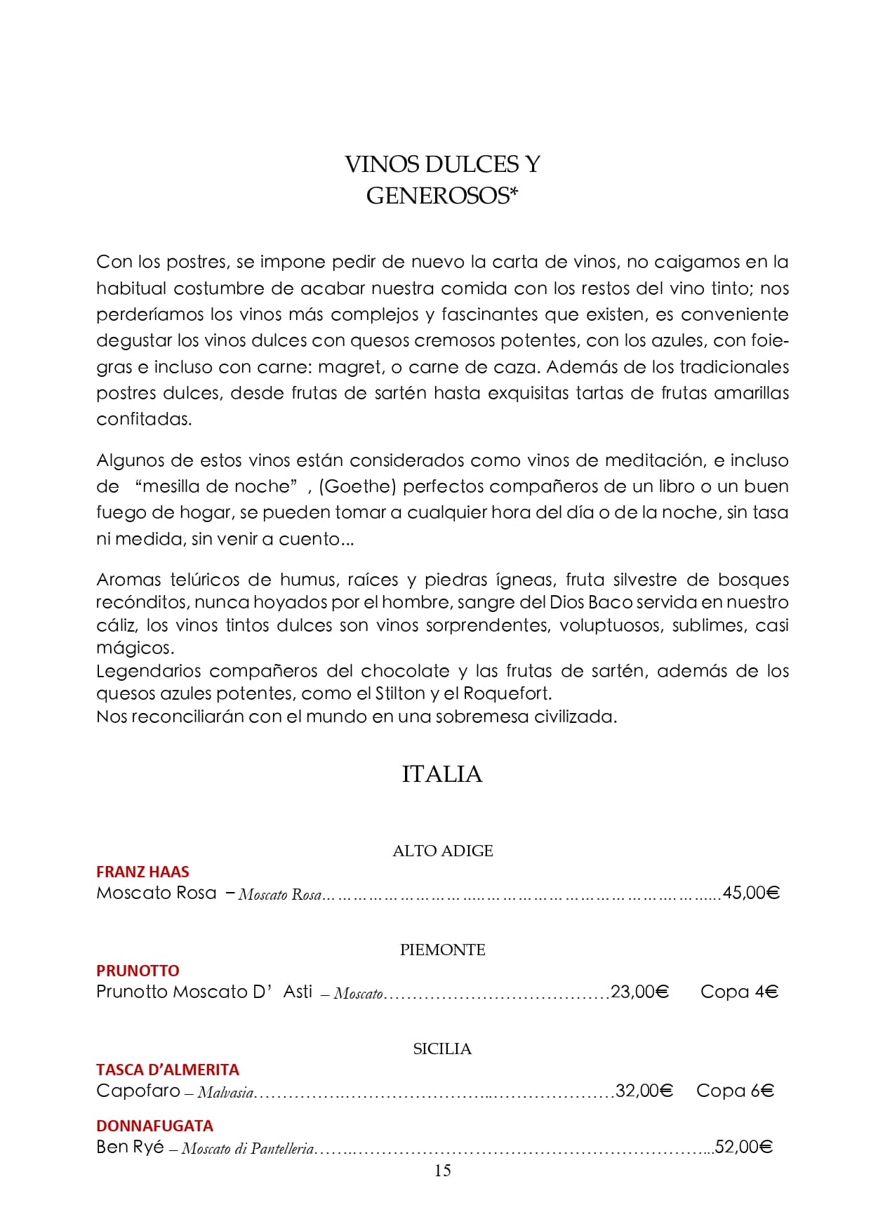 Carta de vinos: Página 15
